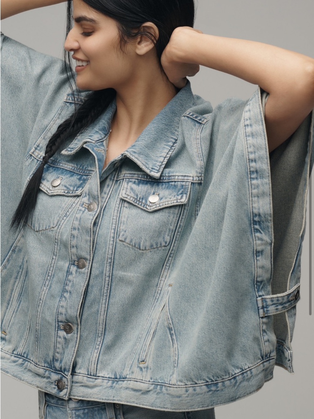 The Weston Cape Denim Boyfriend Jacket - Picture 2 of 8